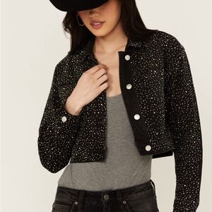 Studded black cropped Jean Jacket